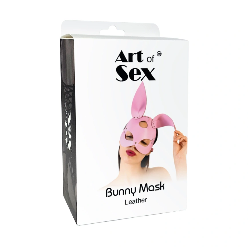 Кожаная маска Зайки Art of Sex - Bunny mask, цвет Розовый фото 5