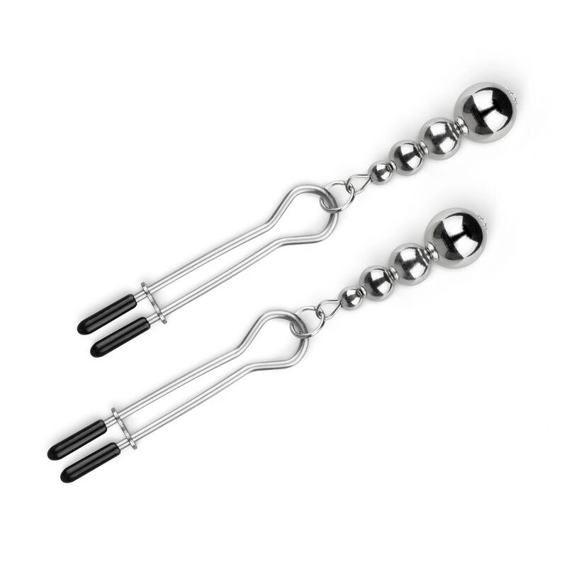 Зажимы для сосков Bedroom Fantasies: Nipple Clamps with Beaded Chain - Silver фото 4