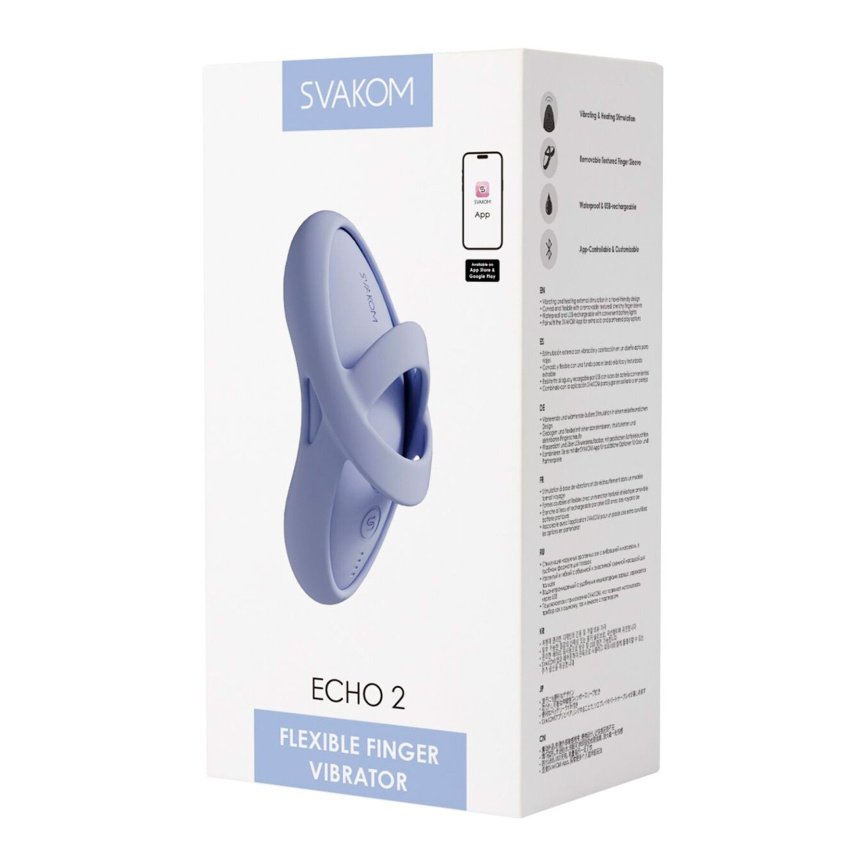 Смарт-вібратор для клітора Svakom Echo 2 Sky Blue, підігрів до 38 °C, знімна насадка на палець фото 21