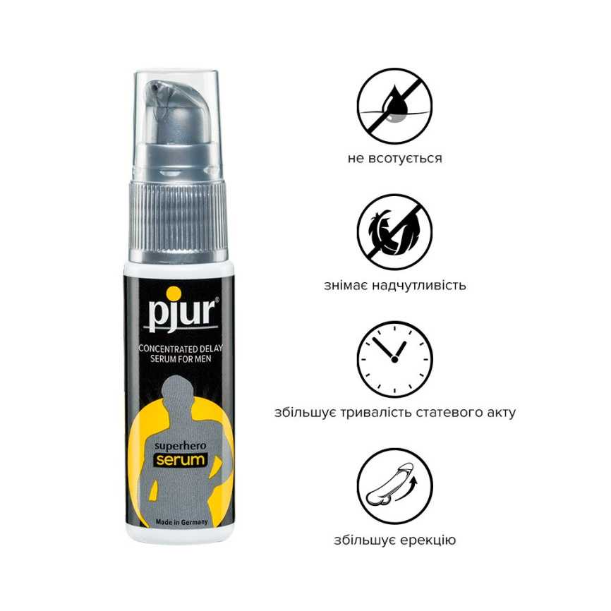 Сироватка-пролонгатор pjur Superhero Delay Serum 20 мл, створює ефект плівки, без оніміння фото 2