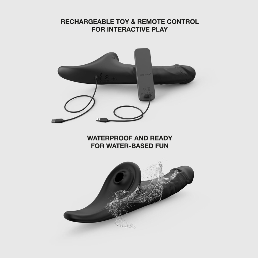 Вібронасадка для страпону з вакуумною стимуляцією Strap-On-Me Multi Orgasm Realistic Dildo XL Black фото 4