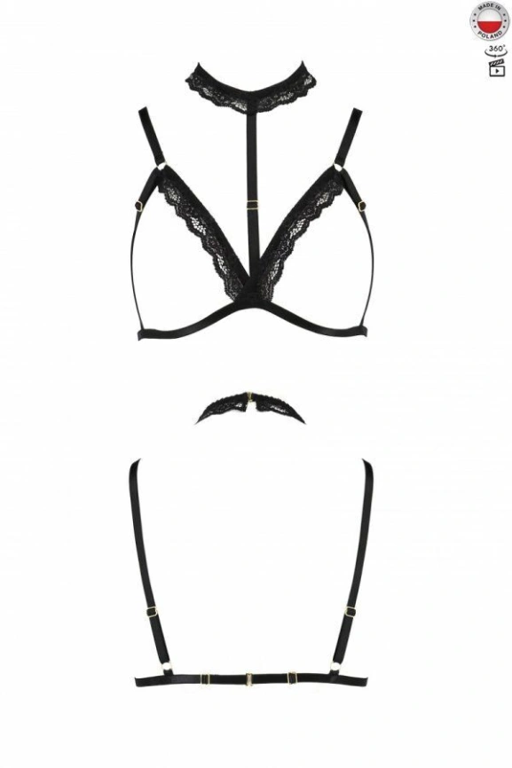 Бюстгальтер-стрепы с чокером Passion Exclusive SHELLY BRA XXL/XXXL, black фото 1