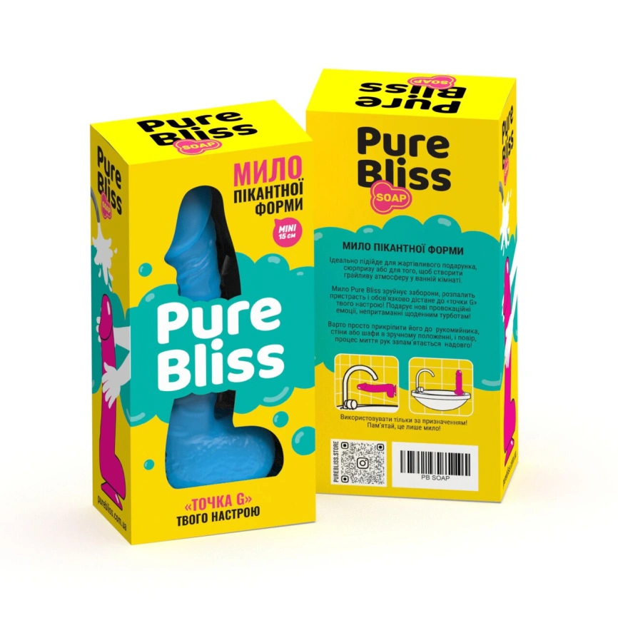 Мыло в форме пениса Pure Bliss MINI Blue, крафтовое мыло-член, натуральное фото 7