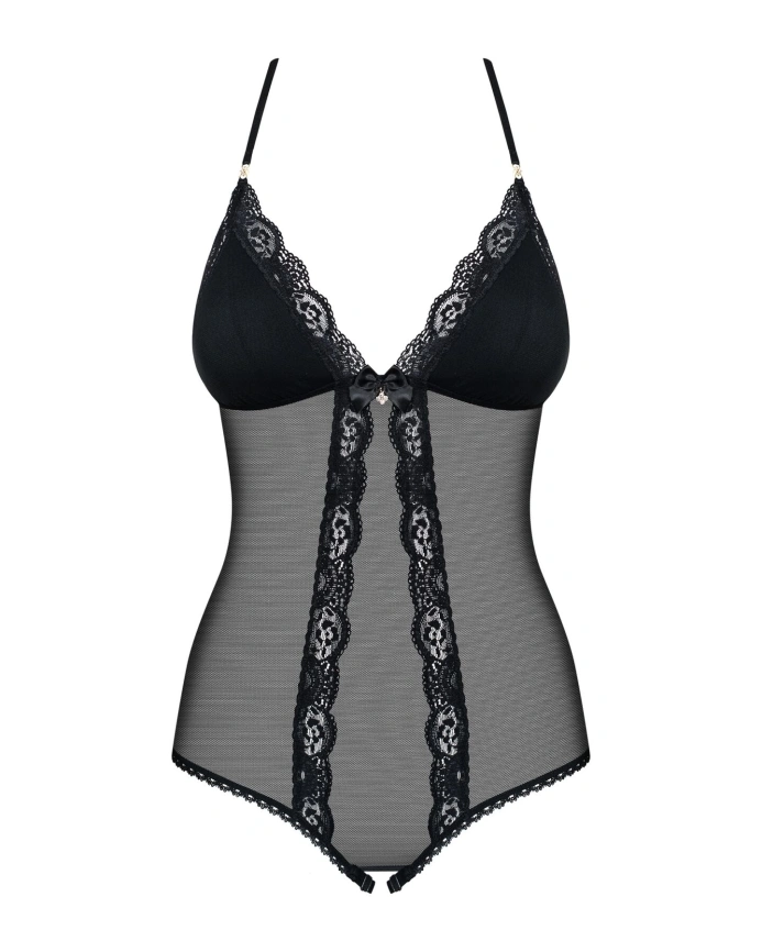 Сетчатое боди с открытыми ягодицами Obsessive 841-TED-1 teddy S/M, черный фото 5