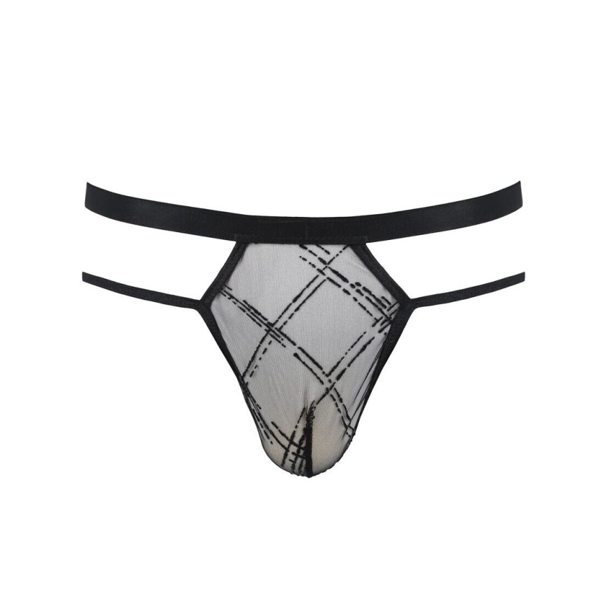 Чоловічі прозорі стринги Passion 029 THONG COLLIN XXL/XXXL Black, сітка фото 11