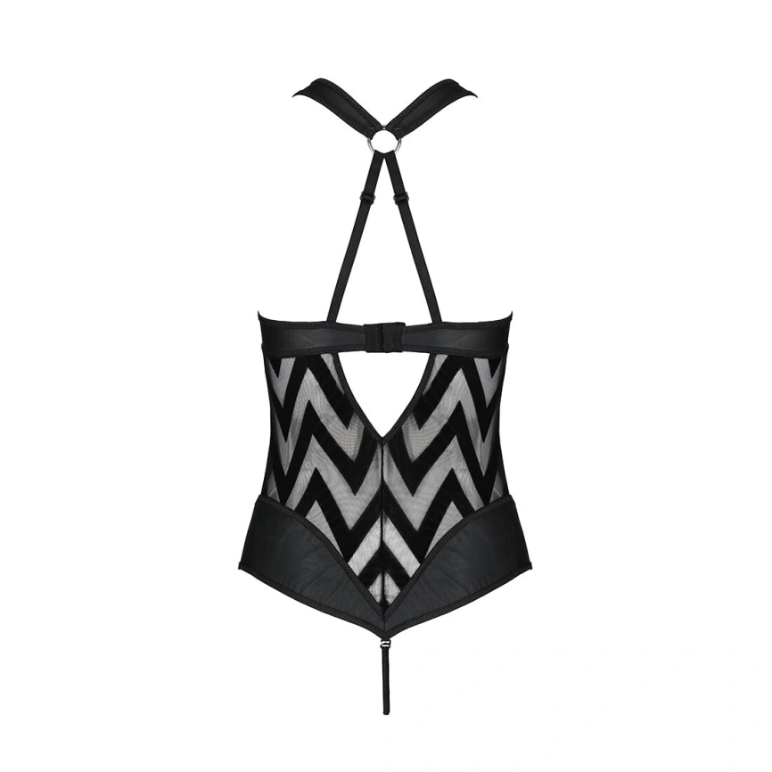 Сетчатый боди с халтером и ритмичным рисунком Passion Hima Body L/XL, black фото 10