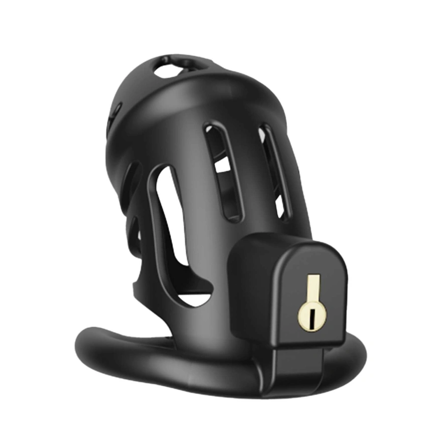 Клетка для пениса LOCKINK SEVANDA Naja-Cobra Chastity Cage Satin Black, 3 кольца разных размеров фото 2