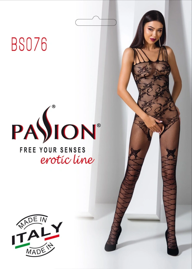 Ажурный бодистокинг с интимными вырезами Passion BS076 black фото 8