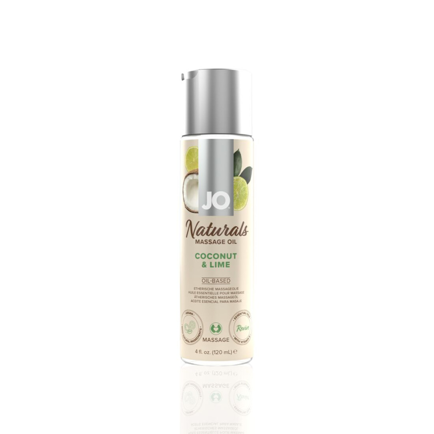 Масажна олія JO Naturals Massage Oil Coconut&Lime з натуральними ефірними оліями 120мл фото 1