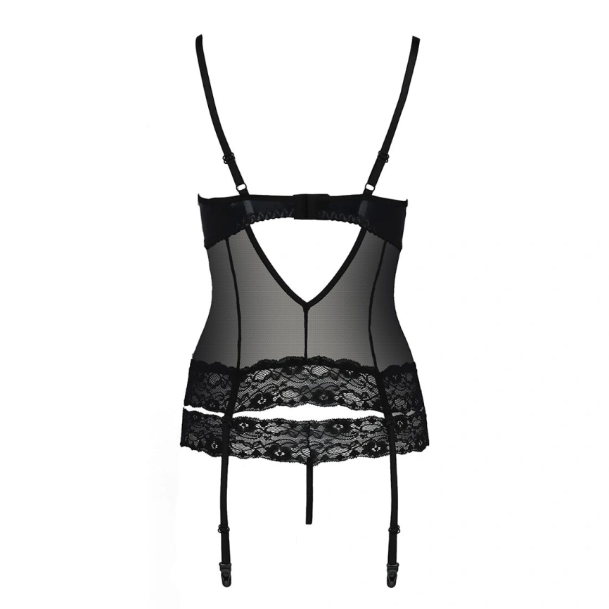 Корсет с открытой грудью Passion Exclusive NORTH CORSET XXL/XXXL, black, пажи, трусики, шнуровка фото 9