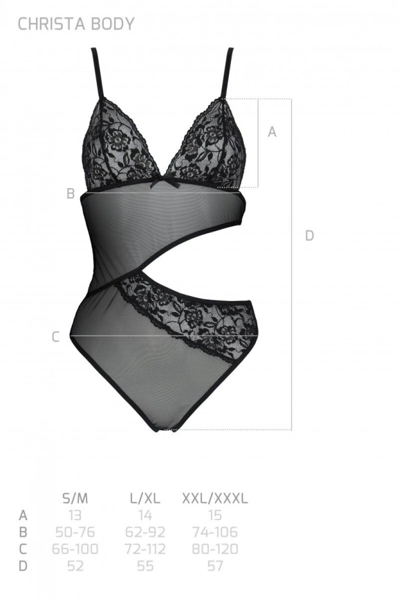 Боди с ажурным лифом Passion CHRISTA BODY L/XL, black фото 5