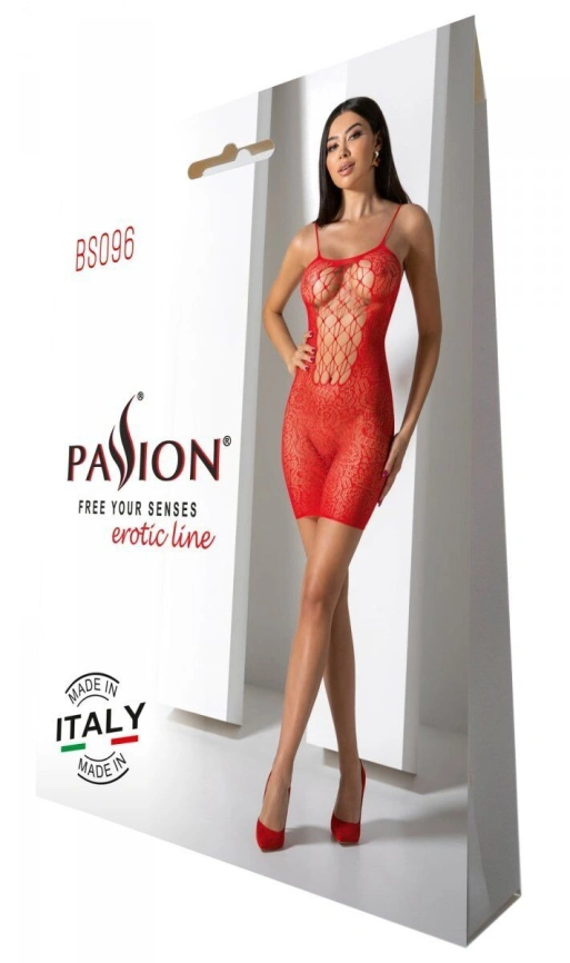 Ажурное мини-платье на тонких бретелях Passion BS096 One Size, red, плетение на груди фото 6
