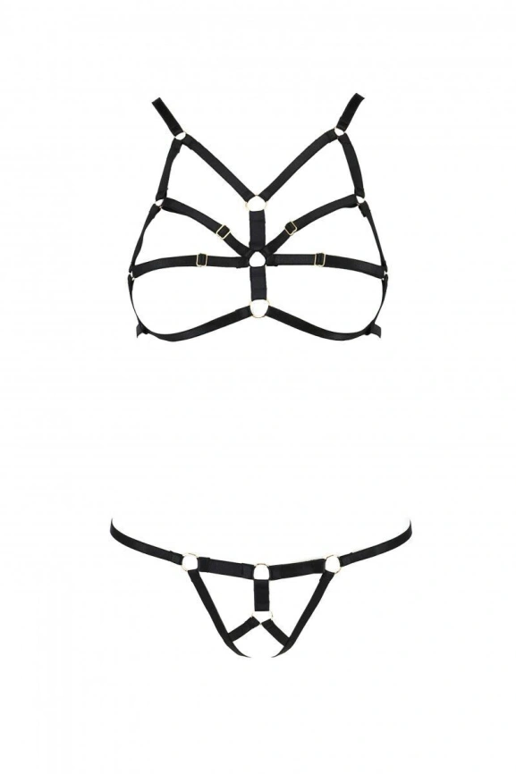 Комплект белья из стреп Passion Exclusive ARMANDA SET XXL/XXXL, black фото 1