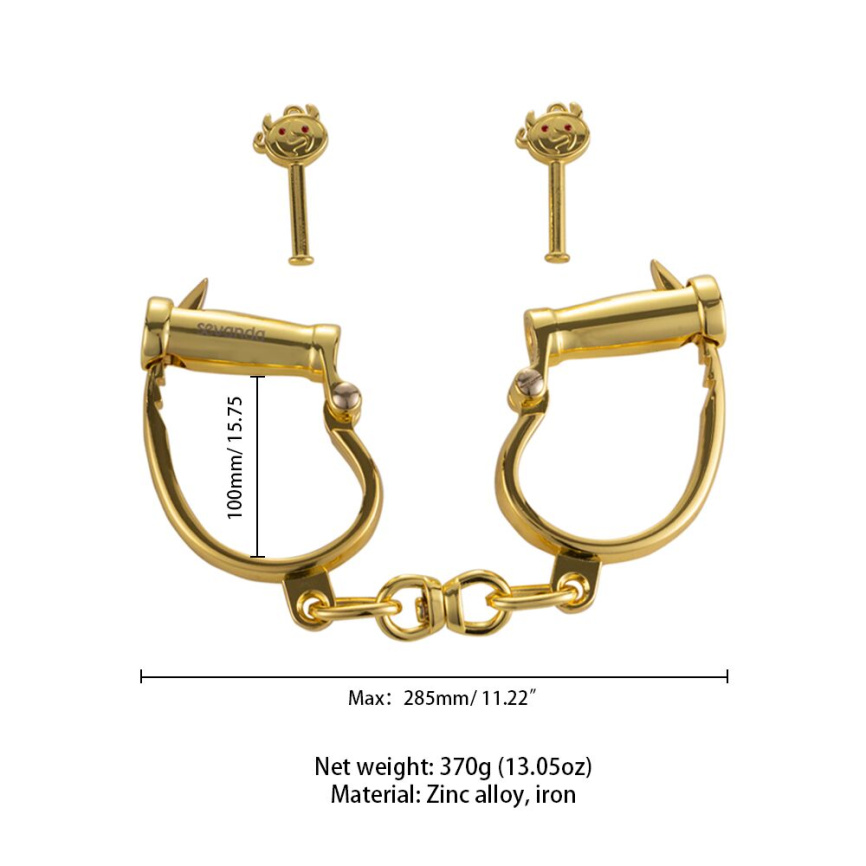 Наручники LOCKINK Love-slave Handcuffs, золотисті, металеві, у формі стремен фото 6