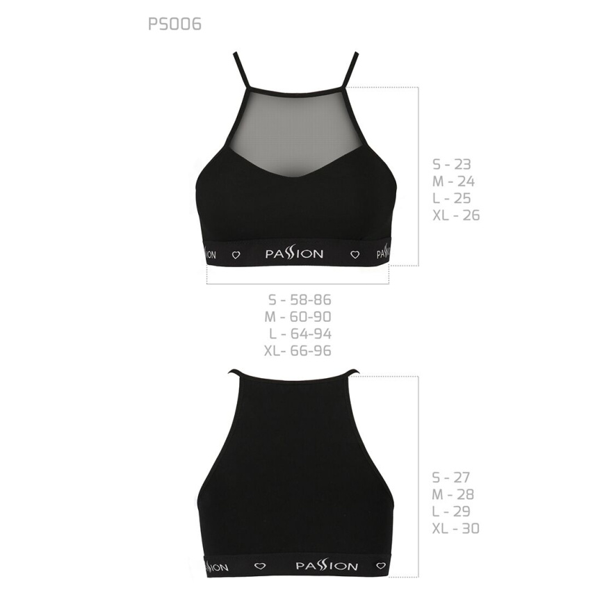 Спортивний топ з прозорою вставкою Passion PS006 TOP M, black фото 6