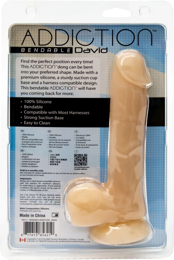 Фаллоимитатор с памятью формы, на присоске ADDICTION — DAVID 8″ Silicone Dong, вибропуля в подарок фото 5