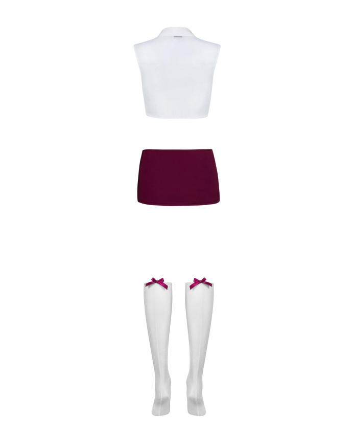 Еротичний костюм студентки Obsessive Student 4 pcs costume S/M, топ, спідниця, стринги, гольфи фото 4