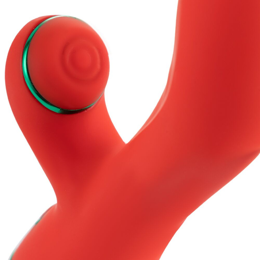 Вібратор-кролик з пульсацією та флогером LOCKINK SEVANDA Whip Vibrating Massage Wand, червоно-зелений фото 7