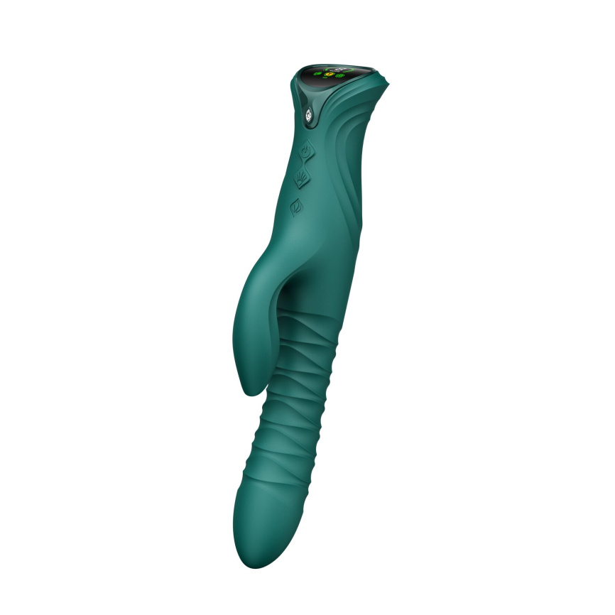 Смарт пульсатор-кролик з вібрацією Zalo Mose 2 Turquoise Green, підігрів до 42 °C, кристал Swarovski фото 1