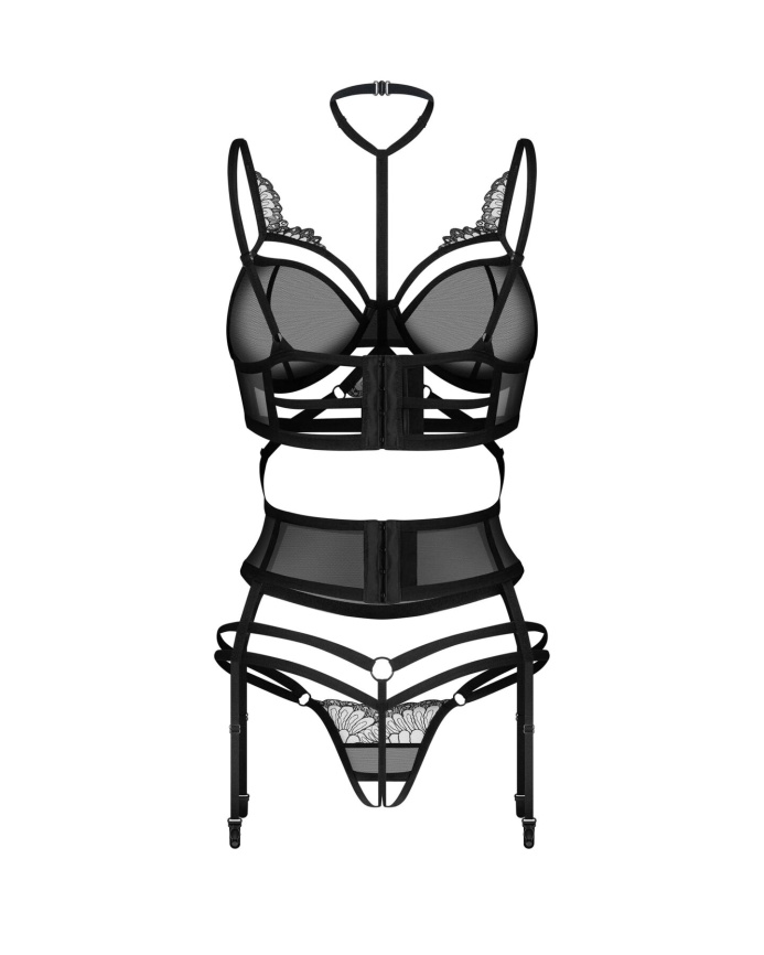 Комплект Obsessive Premisis Black 3-pcs crotchless set L/XL фото 3