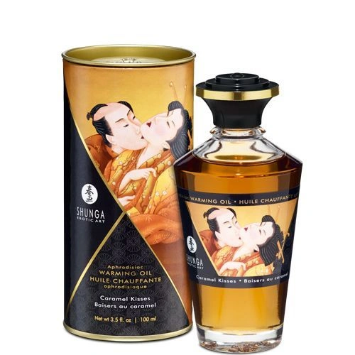 Разогревающее масло Shunga Aphrodisiac Warming Oil – Caramel Kisses (100 мл) без сахара, вкусное фото 1