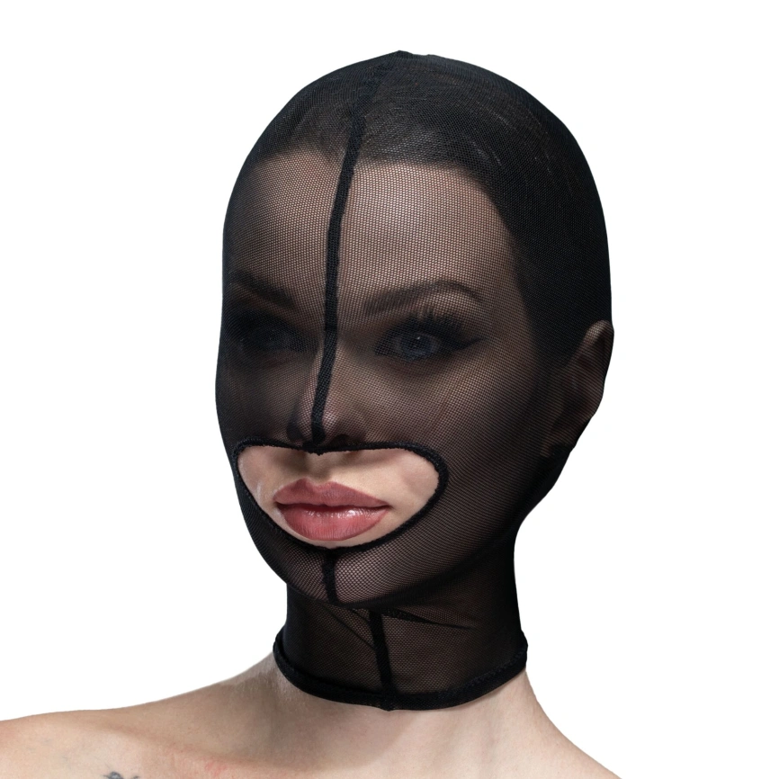 Маска сетка с открытым ртом Feral Feelings - Hood Mask Black фото 1