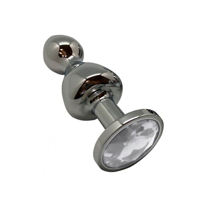 Металева анальна пробка Wooomy Lollypop Double Ball Metal Plug L, діаметр 3,5 см, довжина 10,5 см фото 1