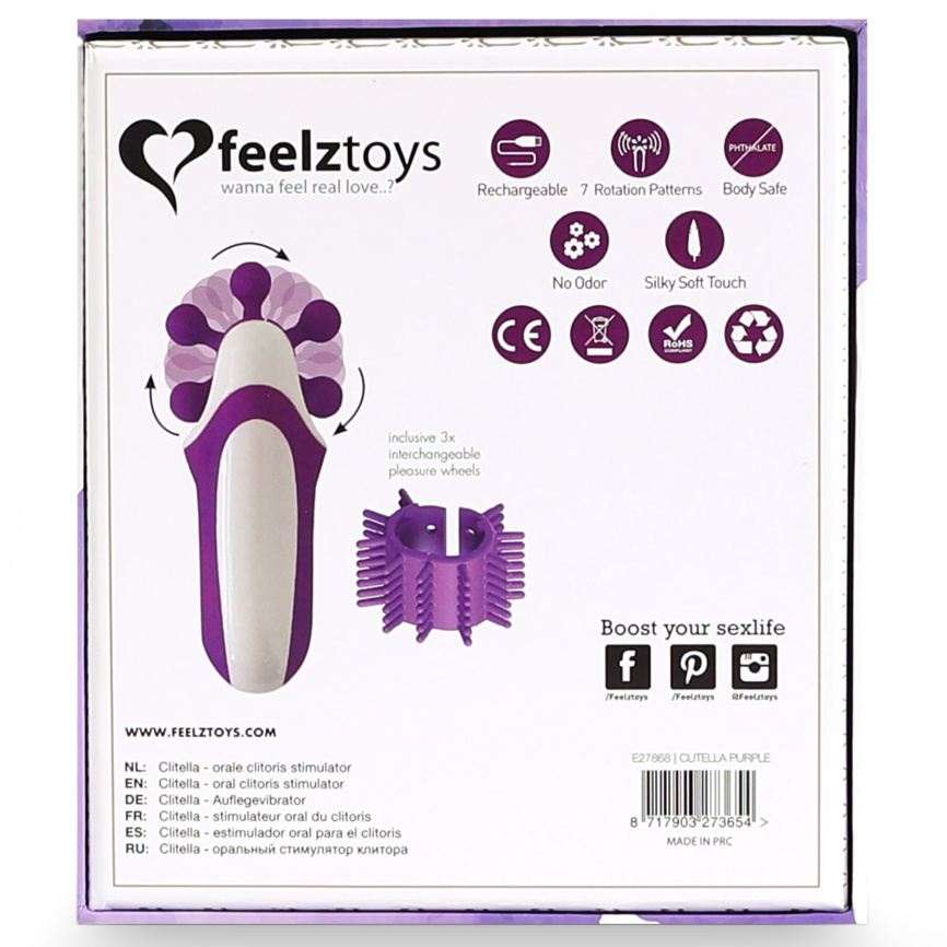 Стимулятор з імітацією оральних пестощів FeelzToys - Clitella Oral Clitoral Stimulator Purple фото 7