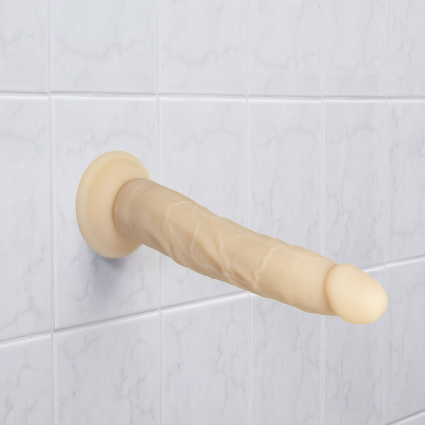 Фалоімітатор Naked Addiction — 9″ Silicone Dual Density Bendable Dildo Vanilla, віброкуля в подаруно фото 5