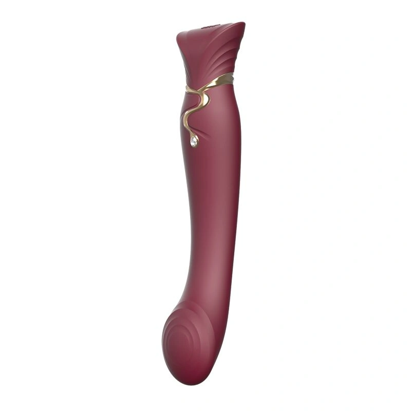 Смартвибратор 3в1 Zalo — Queen Set Wine Red, пульсирующая жемчужина и вакуум, кристалл Swarovski фото 2