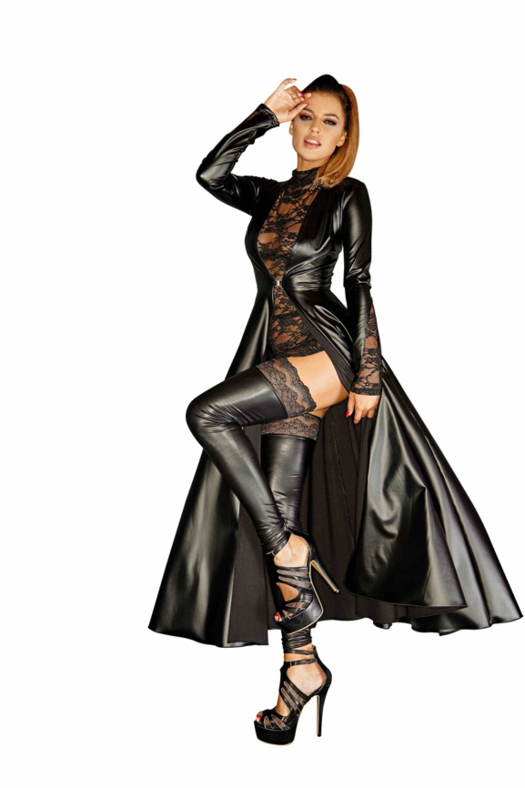 Сукня-плащ з мокрим ефектом Noir Handmade F128C Powerwetlook gown coat, XL фото 2