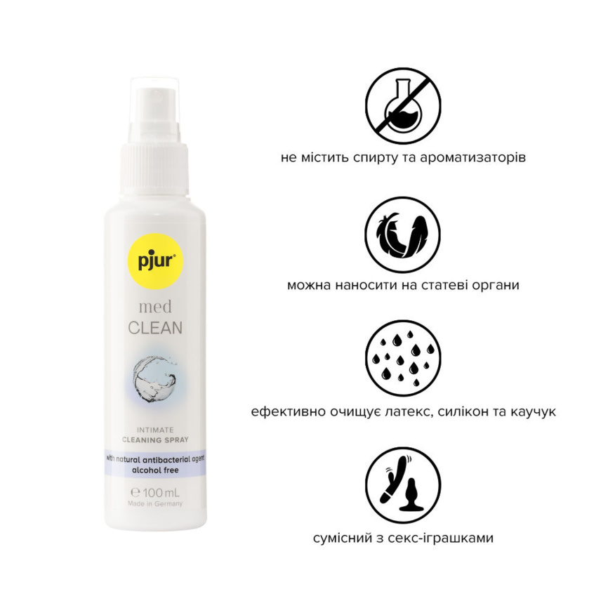 Очищувальний спрей pjur med Clean Spray 100 мл, для ніжної шкіри та іграшок, антибактеріальний фото 5