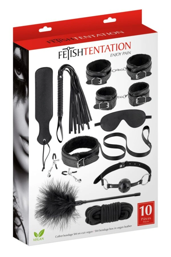Набор для BDSM Fetish Tentation SM Bondage Box in vegan leather 10pcs фото 5
