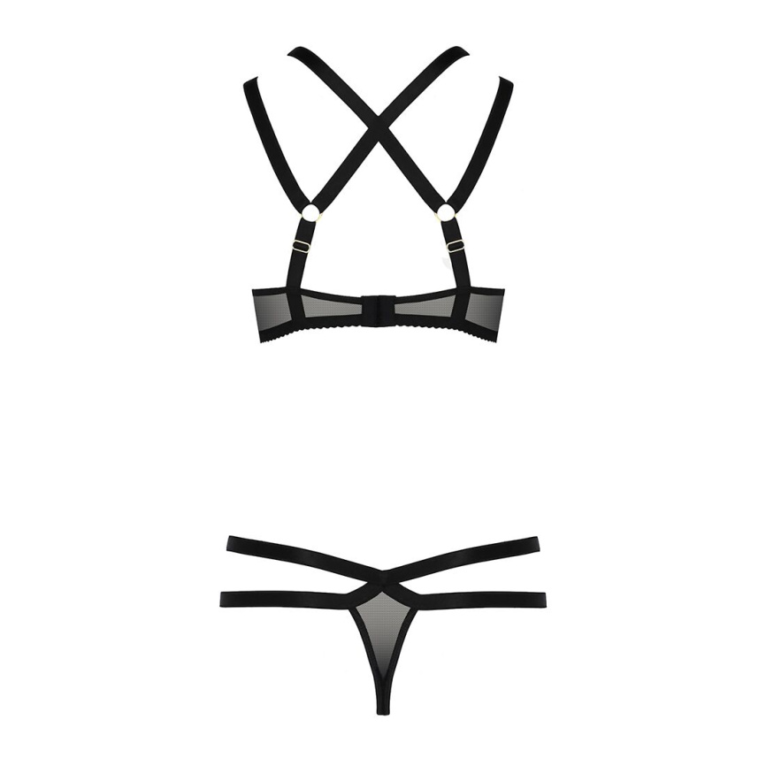 Комплект білизни Passion Exclusive HAGAR SET XXL/XXXL, black, стрепи трусики та ліф фото 6