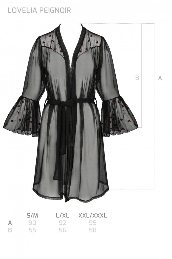 Воздушный пеньюар Passion LOVELIA PEIGNOIR XXL/XXXL, black фото 7