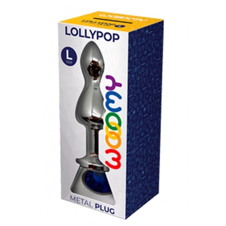 Металлическая анальна пробка Wooomy Lollypop Double Ball Metal Plug Blue L диаметр 3,5, длина 10,5см фото 3