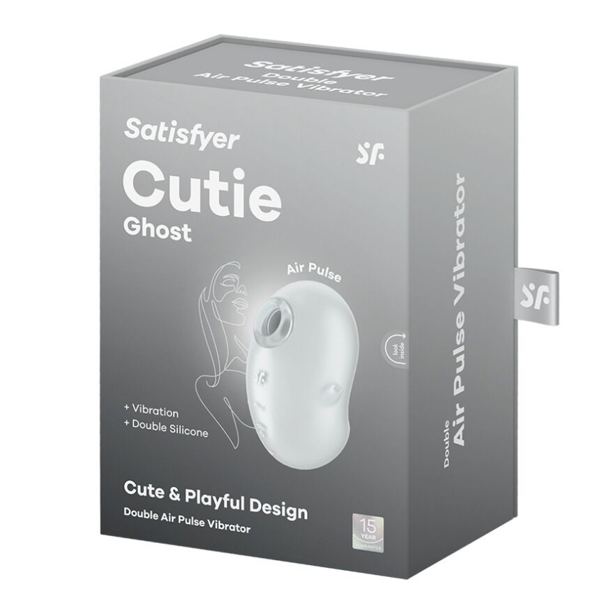Вакуумний кліторальний стимулятор з вібрацією Satisfyer Cutie Ghost White фото 5