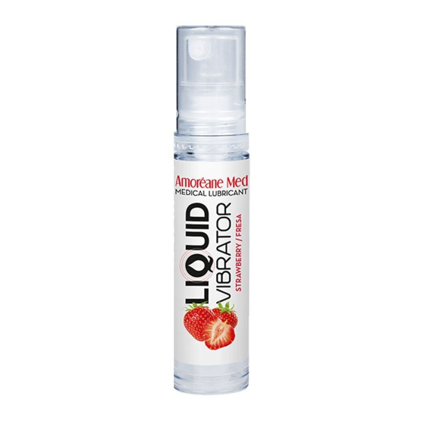 Лубрикант з ефектом вібрації Amoreane Med Liquid Vibrator Strawberry (10 мл) фото 1