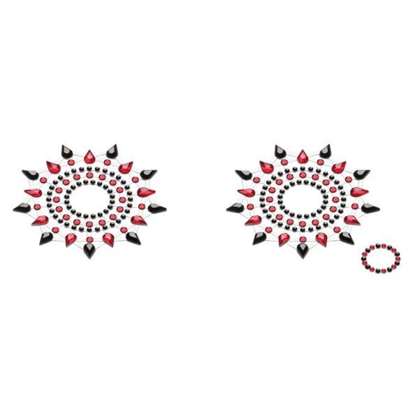 Пэстис из кристаллов Petits Joujoux Gloria set of 2 - Black/Red, украшение на грудь фото 1