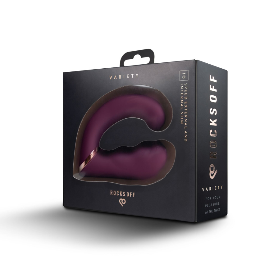 Подвійний вібратор Rocks Off Gemini Burgundy, 2 мотори, по 10 режимів, змінне положення ручки фото 11