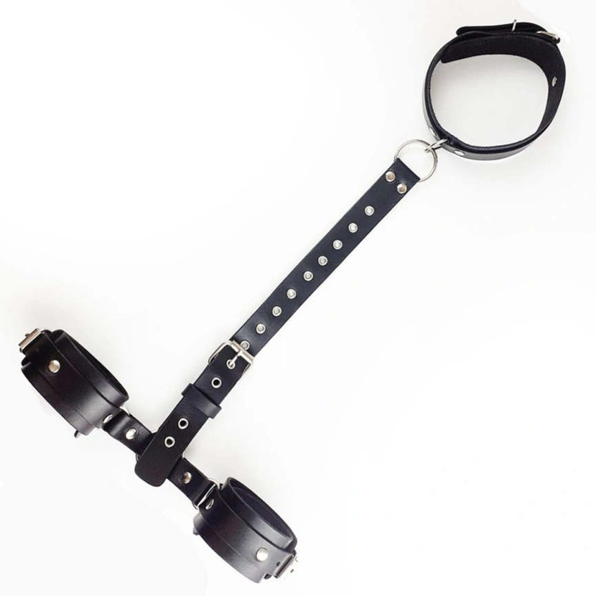 Фиксаторы для шеи и рук Art of Sex - Bondage Set из натуральной кожи, цвет черный фото 13