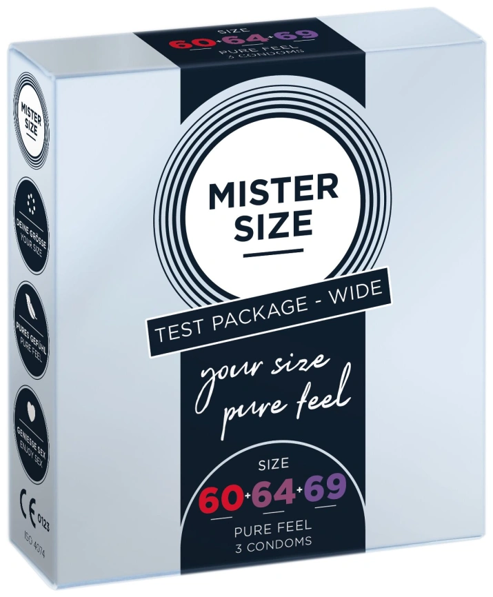 Набор презервативов Mister Size - pure feel - 60–64–69 (3 condoms), 3 размера, толщина 0,05 мм фото 1