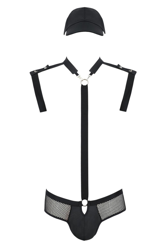 Комплект еротичної чоловічої білизни Passion 038 JOHN SET L/XL Black, боді, кепка фото 3