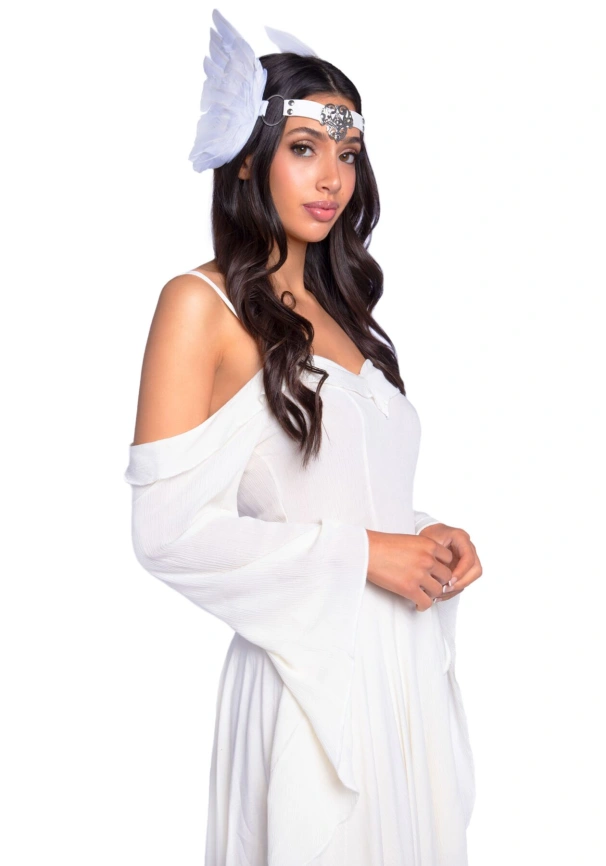 Повязка на голову с крыльями Leg Avenue Feather headband White, перья и натуральная кожа фото 3