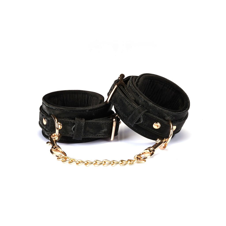 Наручники Liebe Seele Boudoir Amor Wrist Cuffs Black, з’єднувальний ланцюжок на карабінах фото 1