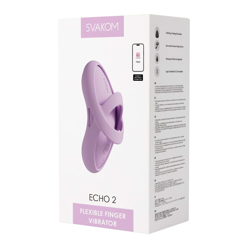Смарт-вібратор для клітора Svakom Echo 2 Pink Lilac, підігрів до 38 °C, знімна насадка на палець фото 22