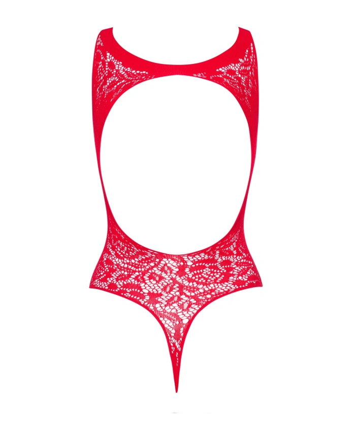 Ажурный бодистокинг с эффектом шнуровки Obsessive B120 teddy red S/M/L, красный фото 6
