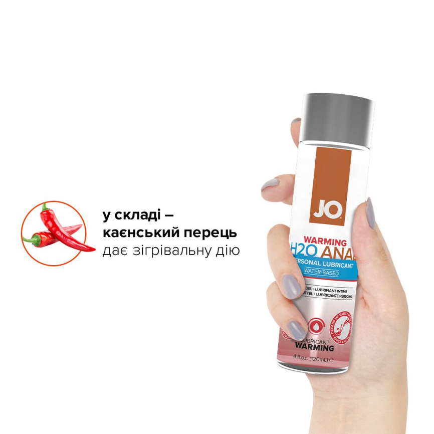 Анальна змазка JO ANAL H2O — WARMING (120 мл), розігрівальна, на водній основі фото 4