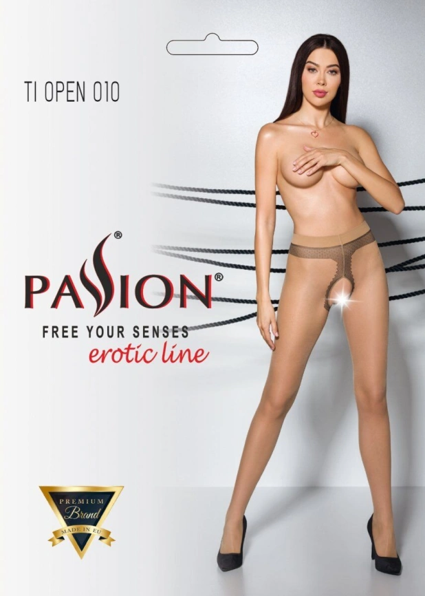 Телесные колготки с открытым доступом, контрастная линия Passion TIOPEN 010 1/2 (20 den), beige фото 3