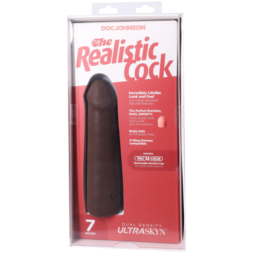 Фалоімітатор Doc Johnson The Realistic Cock ULTRASKYN - 7 Inch Chocolate фото 9